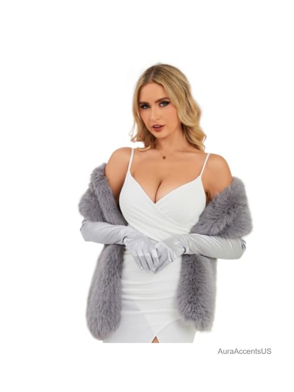 Faux Fur Collar Scarf Wrap Winter Neck Warmer Shawl and Long 1920s Tea Party